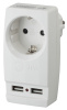 Адаптер сетевой 1гн.+2 гн.USB зарядки с/з 16А 230В белый  ЭРА SP-1E-USB-W