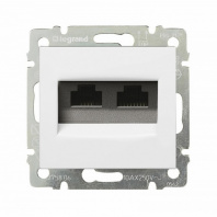 Розетка комп 2хRJ45 UTP, на захватах (белая) Valena